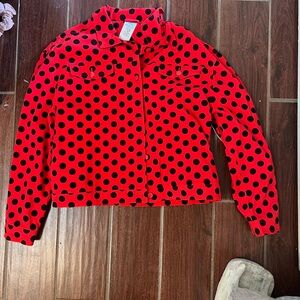 Disney Red and Black Polka Dot Jean Jacket